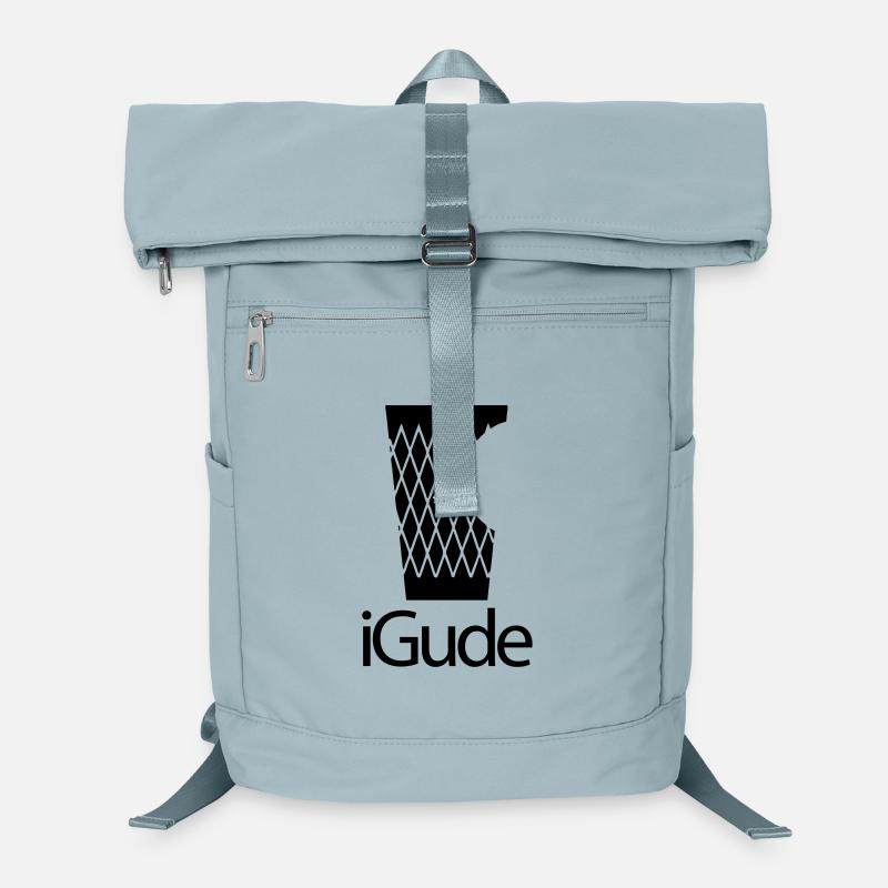 iGude - Geripptes schwarz Laptop-Rucksack 