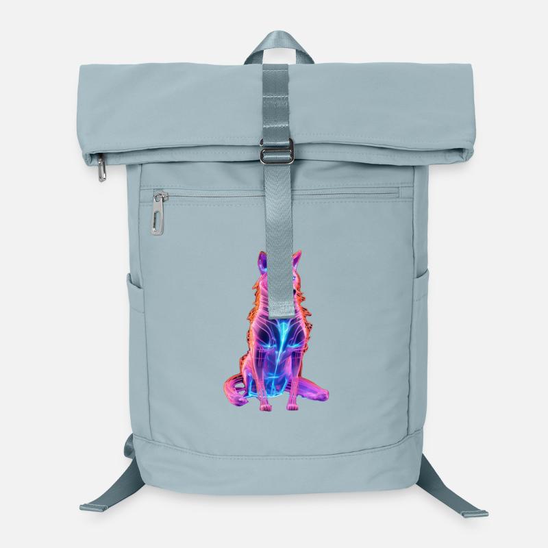Neon Cyberwolf Art Design Laptop Backpack