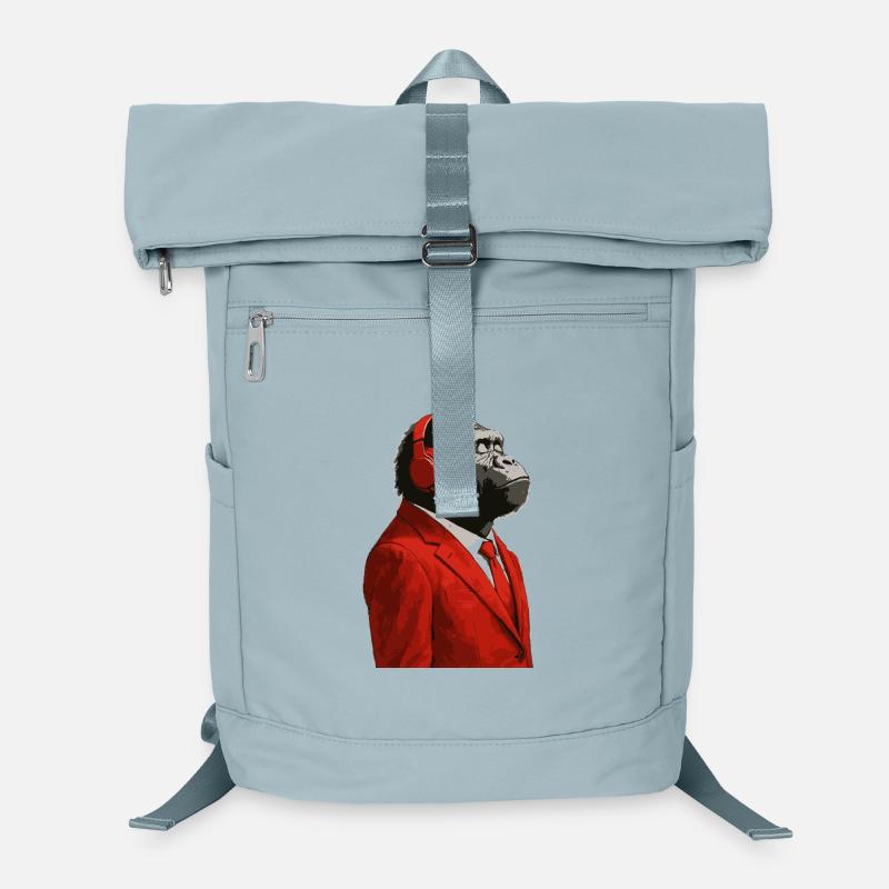 Gorilla im Anzug mit Kopfhörern Laptop-Rucksack 