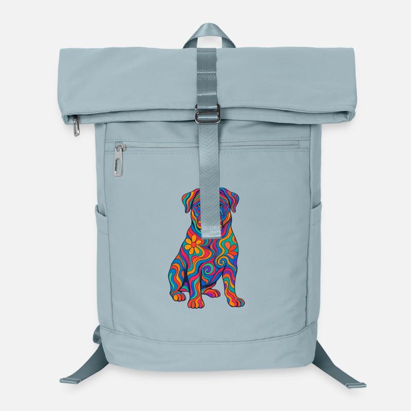 Psychedelic and colorful rainbow dog Laptop Backpack