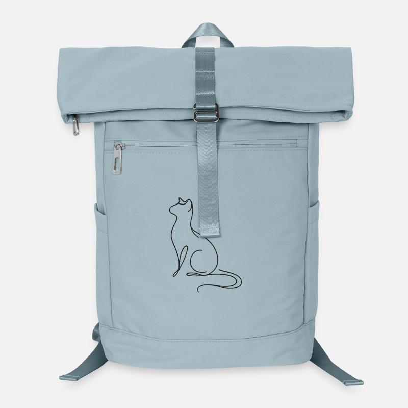 Silent Cat Silhouette in Elegant Flowing Lines Art Laptop Backpack