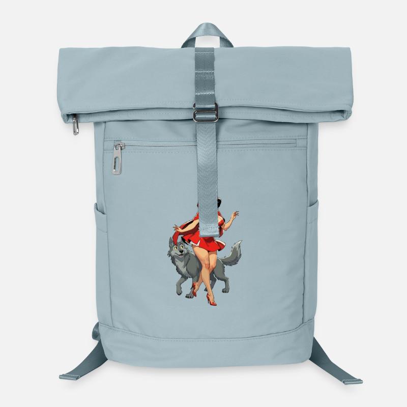 Rotkäppchen läuft mit dem Wolf Laptop-Rucksack 