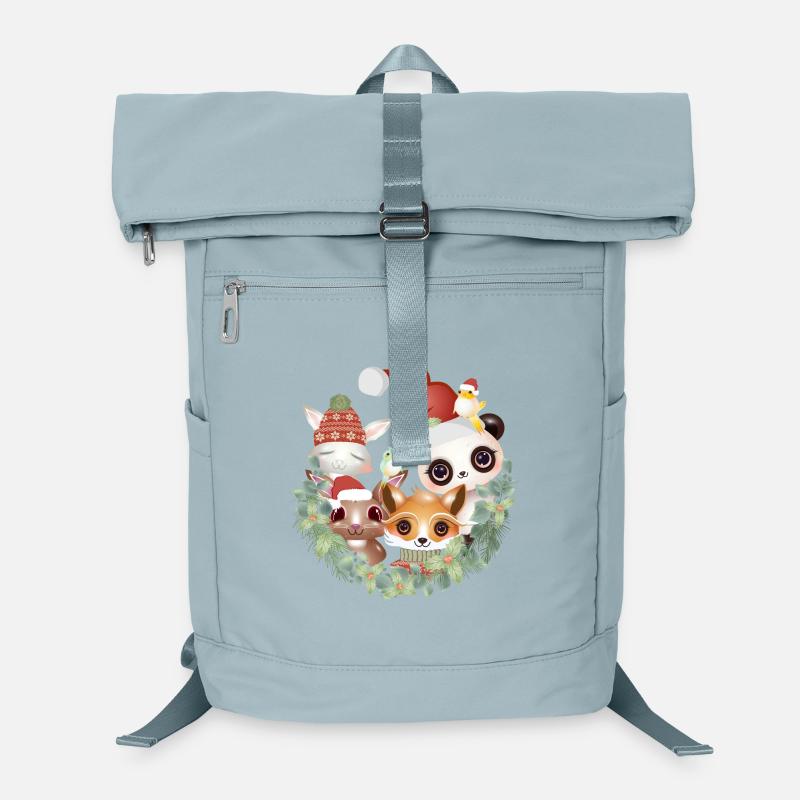 Six amis animaux mignons célébrant Noël Sac à dos ordinateur