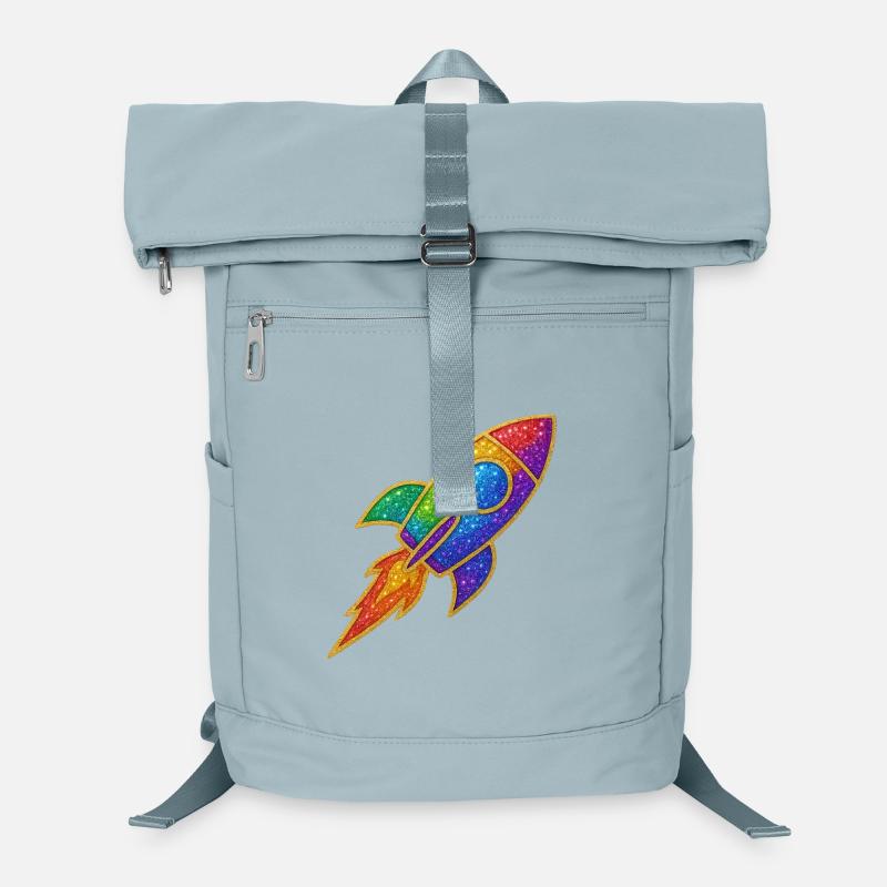 Rainbow Rocket Glitter Design Laptop Backpack