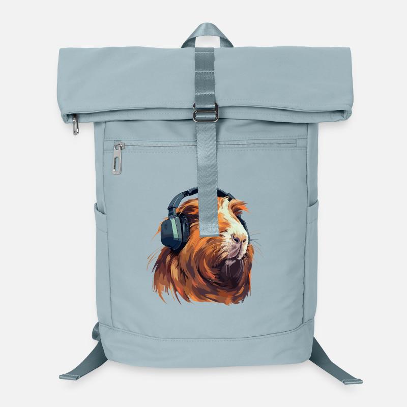 Cochon d’Inde avec des écouteurs Sac à dos ordinateur