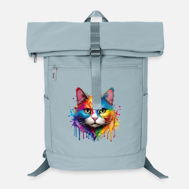 Portrait à l’aquarelle de chat arc-en-ciel Sac à dos ordinateur