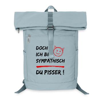 Lustiger Spruch-Doch ich bin Sympathisch-Du Pisser - Laptop-Rucksack  - Eisblau - Vorne