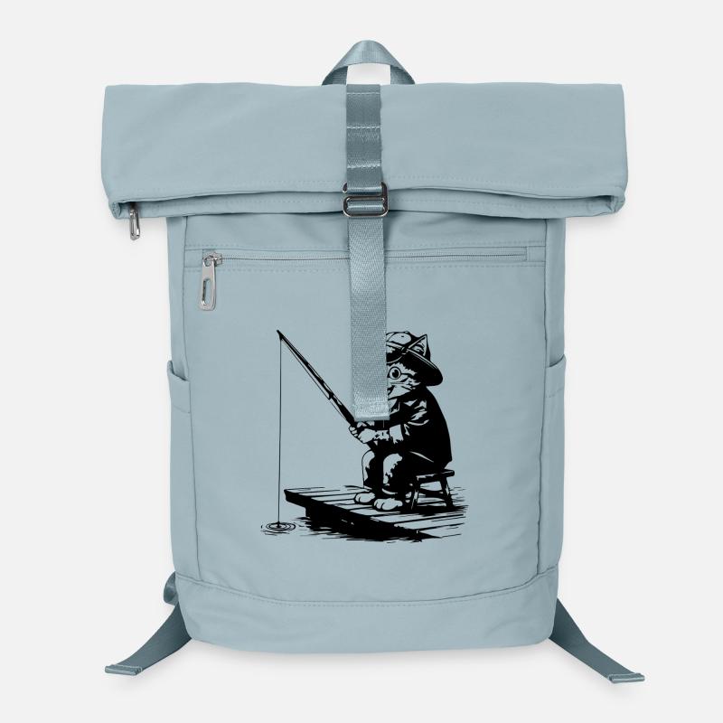 Chat Pêcheur Rigolo - Design Chat qui Pêche Sac à dos ordinateur