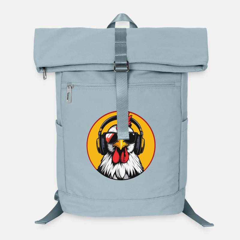 Pop Art Rooster with Headphones Sunglasses Fun Chicken Laptop Backpack