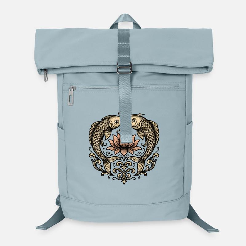 Koi and Lotus: Elegant Ornament Laptop Backpack