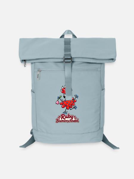 Ruby Blumenschnabel - fröhlicher Blütenvogel - Laptop-Rucksack - Eisblau