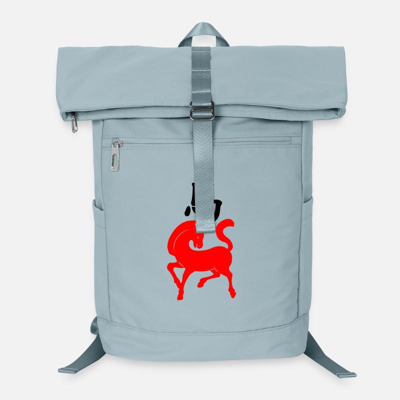 Chinesisches Schriftzeichen Pferd mit rotem Pferdebild, Laptop-Rucksack 
