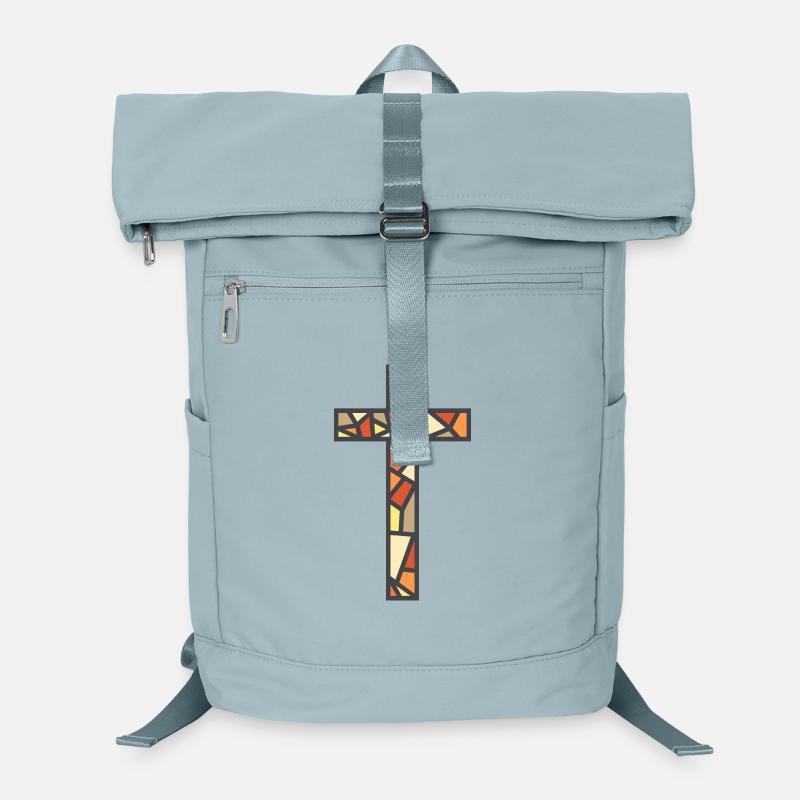 Croix en vitrail - Sac à dos ordinateur - bleu glacier