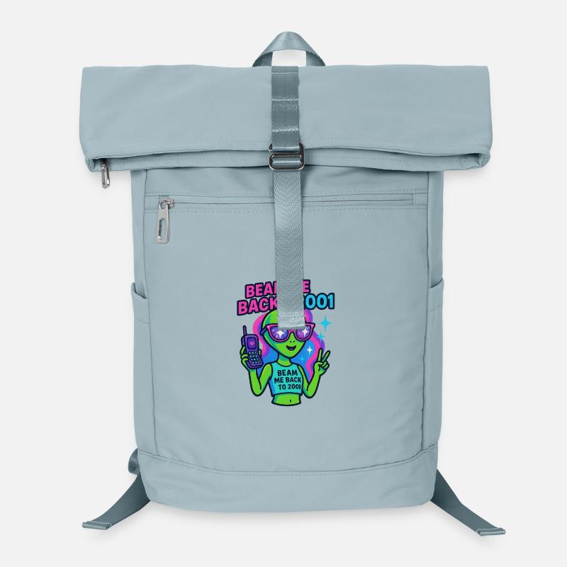 Alien rétro avec thème 2001 et signe de paix Sac à dos ordinateur