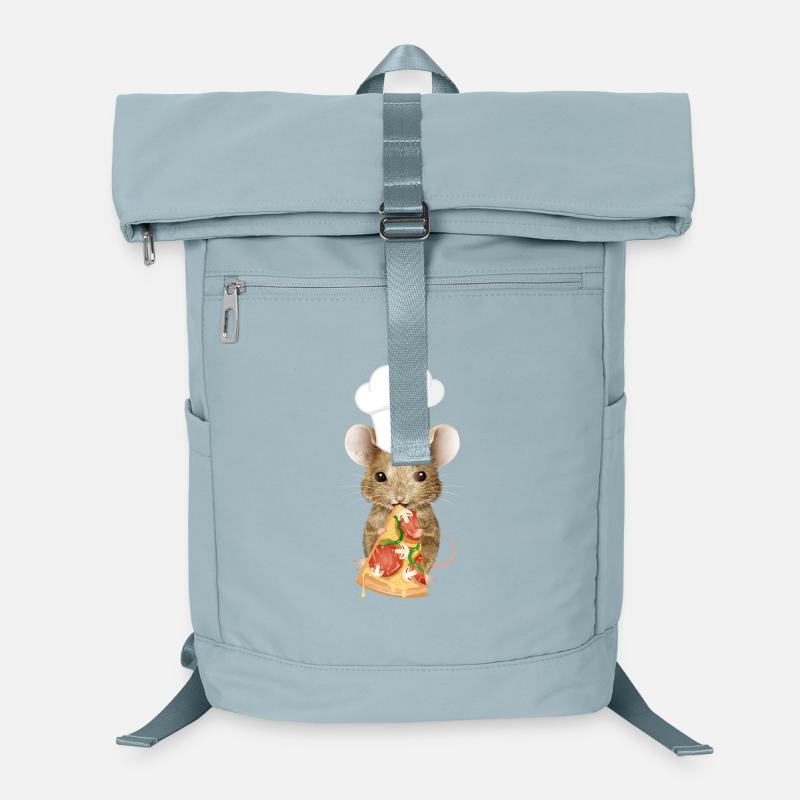 Maus als Pizzabäcker mit einem Stück Pizza Laptop-Rucksack 