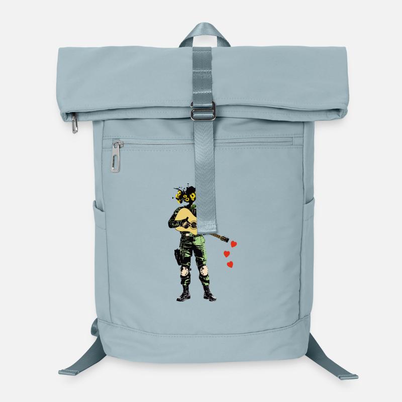 Soldat mit Blumenkranz und Gitarre Laptop-Rucksack 