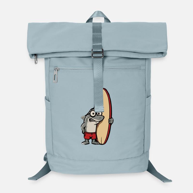 Surfer shark cartoon with surfboard Laptop Backpack