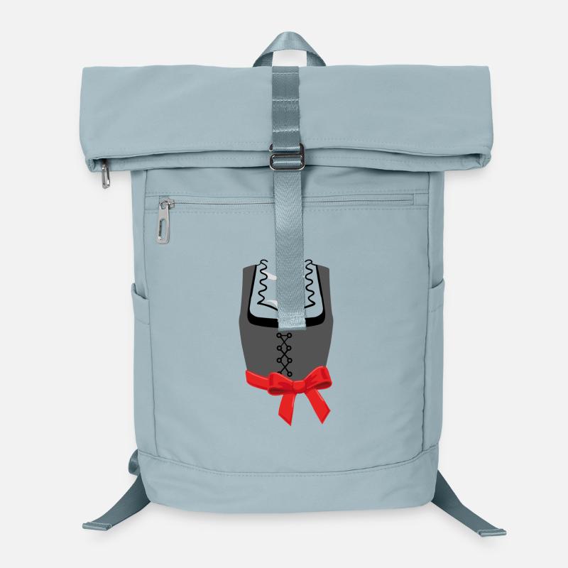 Bayerische Dirndl-Korsage mit roter Schleife links Laptop-Rucksack 