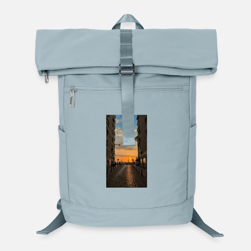 Crépuscule sur la rue pavée Sac à dos ordinateur