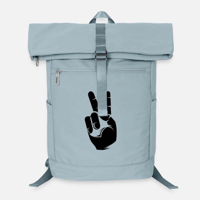 Symbole de signe de paix Icône de la main du doigt Logo Sac à dos ordinateur