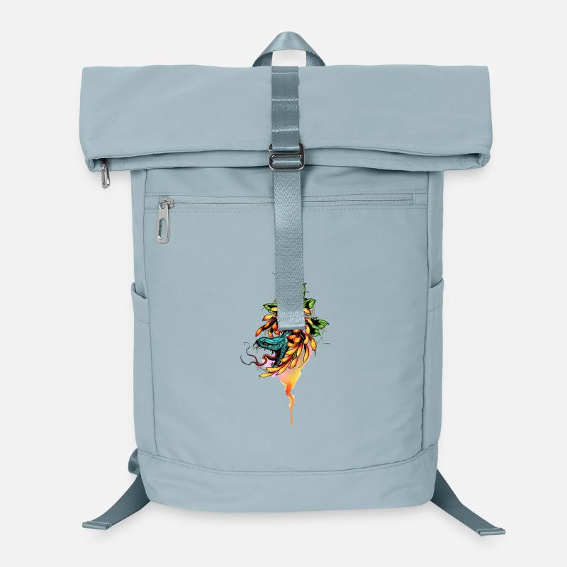 Serpent incroyable avec crâne et fleurs. Sac à dos ordinateur