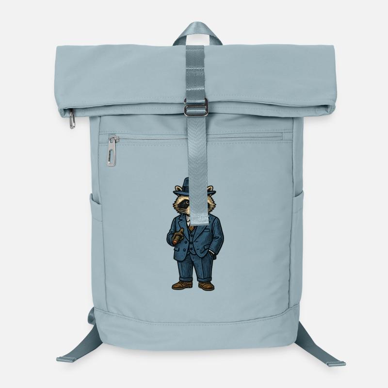 Eleganter Mafiaboss Waschbär im Anzug mit Hut Laptop-Rucksack 
