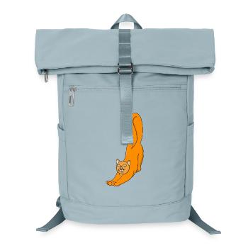 Stretching Orange Cat - Laptop Backpack - ice blue - Front