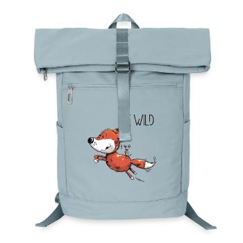Be Wild Fuchs mit reitender Maus - Baby - Comic - Laptop-Rucksack  - Eisblau - Vorne
