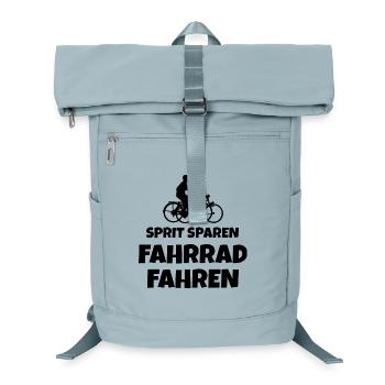 Sprit sparen - Fahrrad fahren Fahrradfahrer Spruch - Laptop-Rucksack  - Eisblau - Vorne