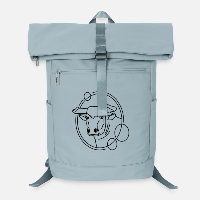 Bull in Geometric Shape - Line Art Design Laptop Backpack