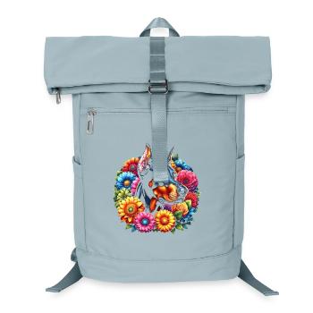 Dobermann in bunten Blumen - Laptop-Rucksack  - Eisblau - Vorne