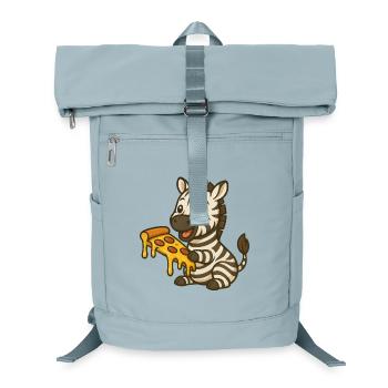 Cute Zebra Cartoon Pizza Pizza Lover Eating - Laptop Backpack - ice blue - Front