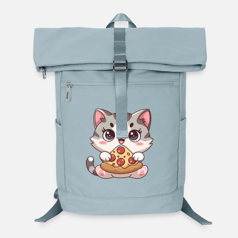 Chat mignon mangeant une pizza Sac à dos ordinateur