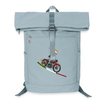 Skelett in Motorrad Flammende Italienische Flagge - Laptop-Rucksack  - Eisblau - Vorne