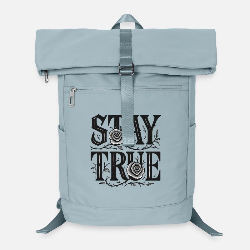 Stay True Typography Rose Art Laptop Backpack