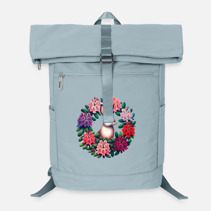 Circular Floral Rabbit Laptop Backpack