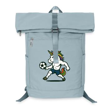 Einhorn-Fußball-Maskottchen bereitet sich auf den Kick vor - Laptop-Rucksack  - Eisblau - Vorne