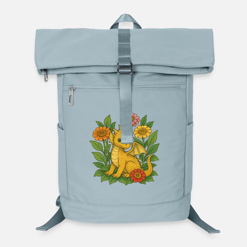 Goldener Drache in Blühen Laptop-Rucksack 