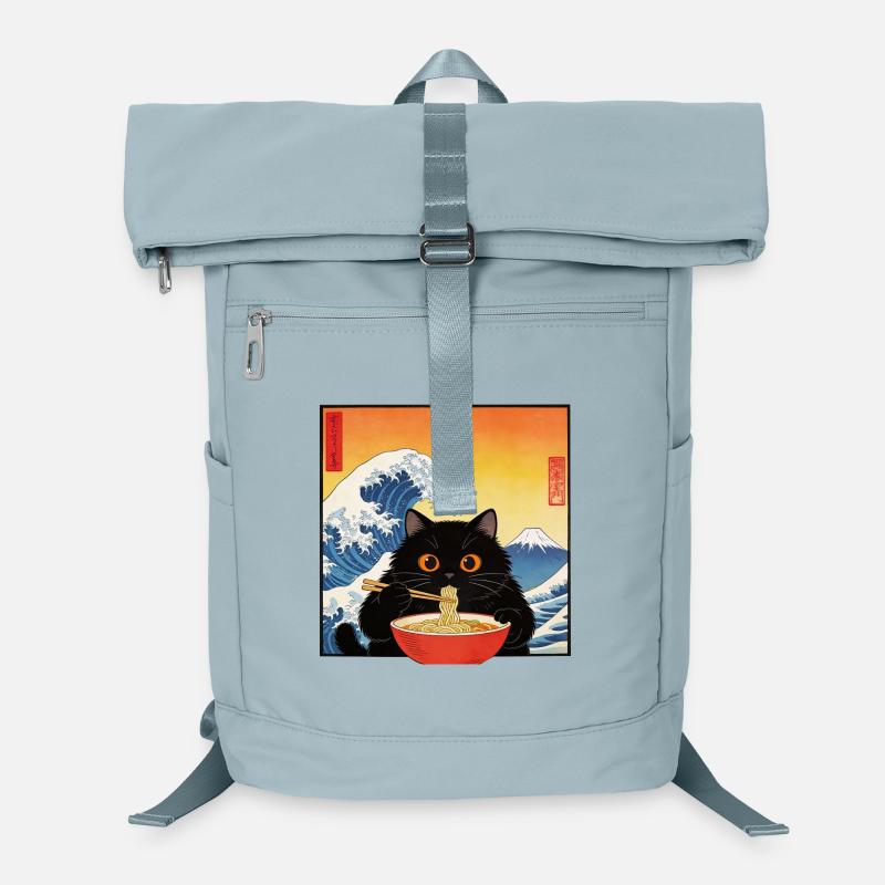 Cute Cat Ramen Noodles Japan Wave Gift Retra Laptop Backpack