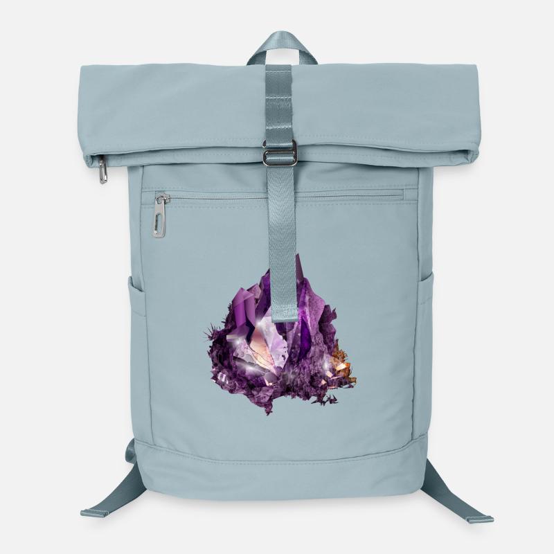 leuchtendes violettes Amethyst Kristall Motiv Laptop-Rucksack 