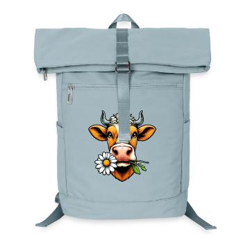 Kuh mit einer Gänseblümchenblume im Maul Blumen - Laptop-Rucksack  - Eisblau - Vorne