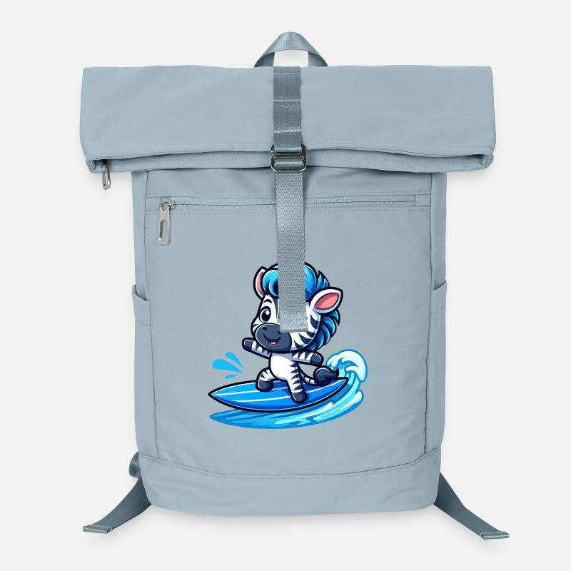 mignon zèbre surfer planche de surf d’été dessin animé - Sac à dos ordinateur - bleu glacier