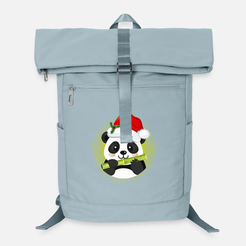 Panda mignon avec chapeau de Père Noël et bambou Sac à dos ordinateur