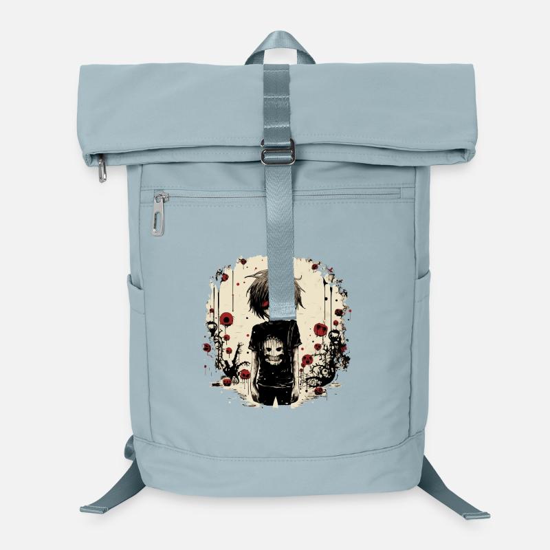 Red-Eyed Skull Kid – Emo Comic Design Laptop-Rucksack 