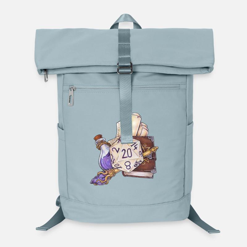 Wizard pour cadeaux de dés D20 sur table de jeu de rôle - Sac à dos ordinateur - bleu glacier