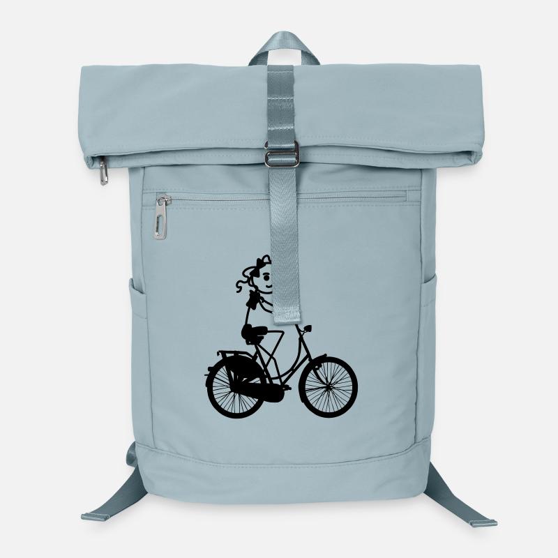 Traditionelles Fahrrad mit Strichmännchen Oma Laptop-Rucksack 