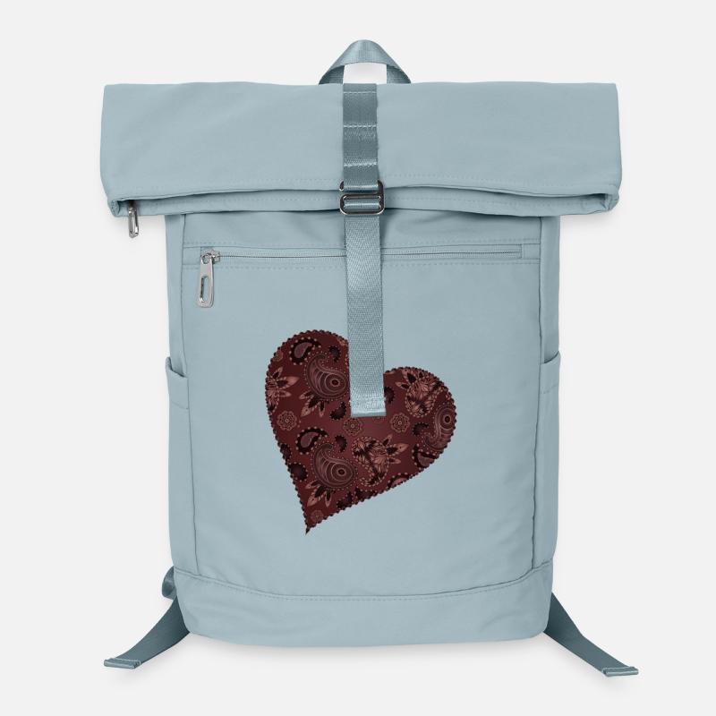 dark red heart in paisley pattern style Laptop Backpack