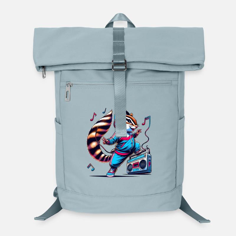 fröhliches Streifenhörnchen mit Kopfhörern Laptop-Rucksack 