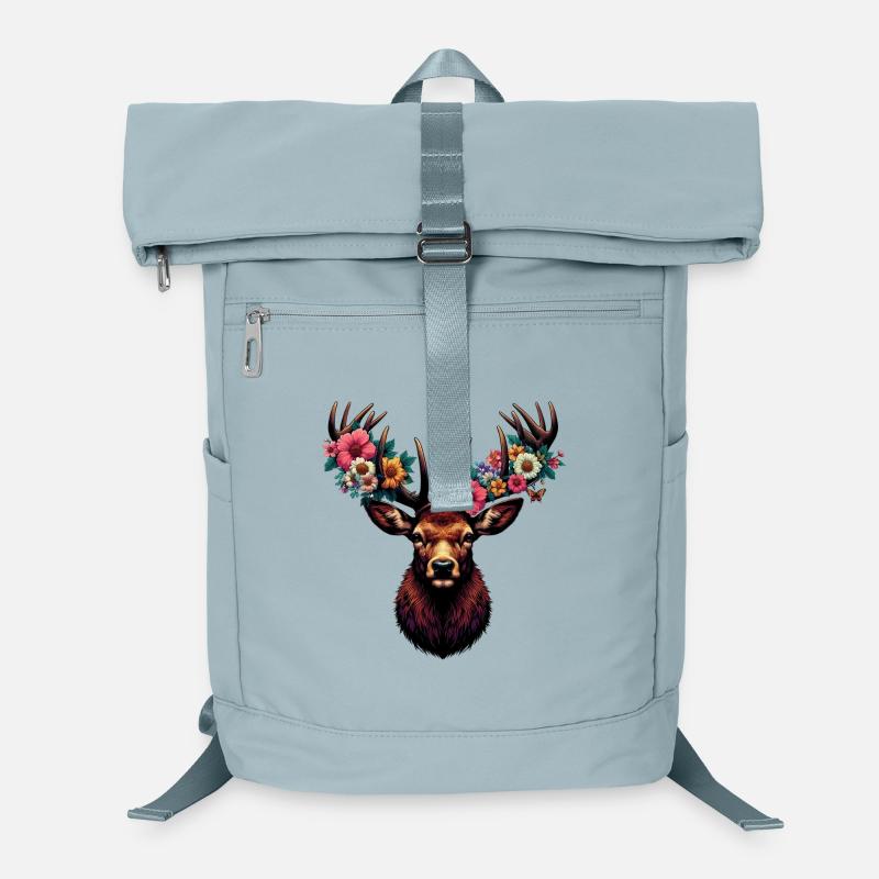 Hirsch mit Blumen Laptop-Rucksack 