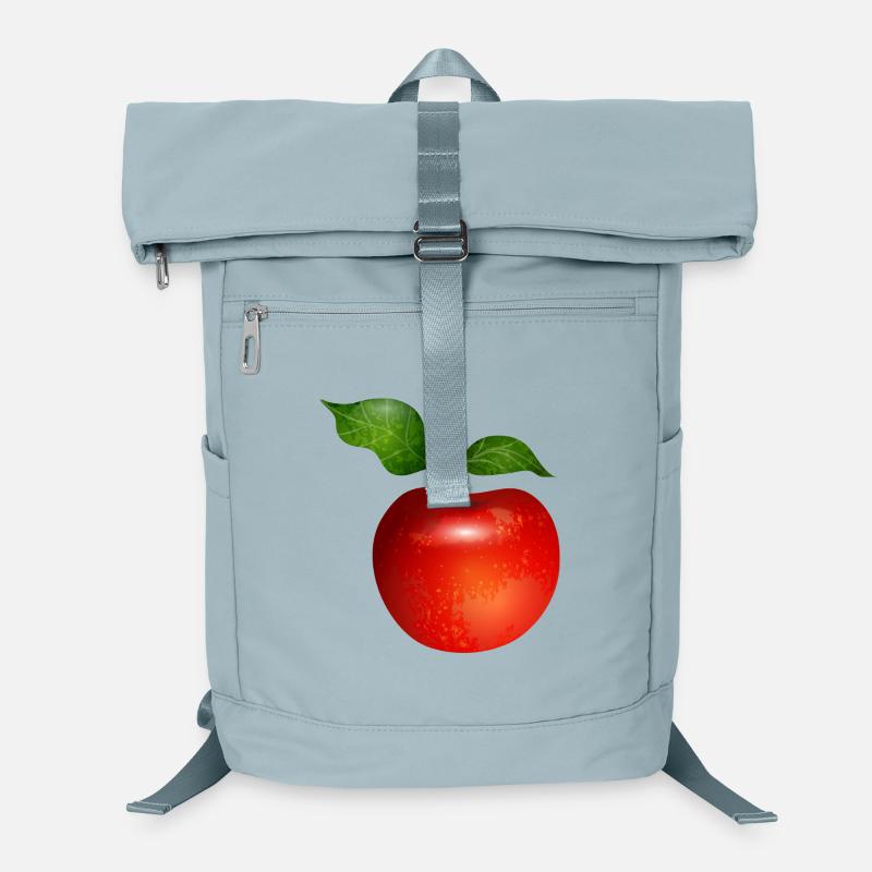 Leuchtend roter Apfel mit Blättern Illustration Laptop-Rucksack 